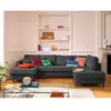 LISA DESIGN Anna - canapé panoramique d'angle droit 7 places convertible avec coffre en velours texturé - Gris Anthracite
