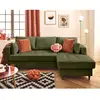 LISA DESIGN Anna - canapé d'angle droit 4 places convertible avec coffre en velours texturé - Vert Olive