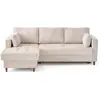 LISA DESIGN Anna - canapé d'angle gauche 4 places convertible avec coffre en velours texturé - Beige