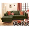 LISA DESIGN Anna - canapé d'angle gauche 4 places convertible avec coffre en velours texturé - Vert Olive
