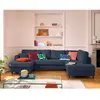 LISA DESIGN Anna - canapé panoramique d'angle droit 7 places convertible avec coffre en velours texturé - Bleu