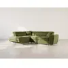 BestMobilier Baoji - Canapé d'angle gauche 5 places convertible avec têtières et coffre en velours côtelé - Vert