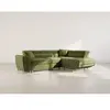 BestMobilier Baoji - Canapé d'angle droit 5 places convertible avec têtières et coffre en velours côtelé - Vert