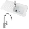 Evier VILLEROY ET BOCH Tudor + mitigeur cuisine GROHE Bauloop bec haut