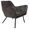 Mathi Design Fauteuil lounge aspect cuir vintage gris très foncé