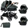MONMOBILIERDESIGN Duo smart poussette jumeaux l 79 cm vert + 2 cosy i-size vert