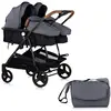 MONMOBILIERDESIGN Duo smart poussette jumeaux l 79 cm gris sans cosy