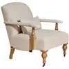 ANDREW - Fauteuil de style anglais en chêne et tissu lin, 1 place Robin des Bois