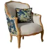 Robin des Bois Fauteuil en hévéa et en lin à motifs