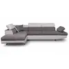 LOUNGITUDE Canapé d'angle gauche Convertible en microfibre et simili - Blanc/Gris