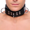 Collier rembourré en cuir avec Anneaux D Noir  