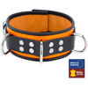 Collier en cuir 3 Anneaux D Orange-Noir 