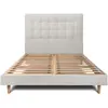 Prestige Literie Lit 200x200cm Avec Tête De Lit Capitonnee Velours Et Sommier Kit Gris Clair - Hauteur Totale : 29cm