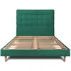 Prestige Literie Lit 140x190cm Avec Tête De Lit Capitonnee Velours Et Sommier Kit Vert - Hauteur Totale : 29cm