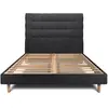 Sommeil de plomb Lit 200x200cm Avec Tête De Lit Capitonnee Tissu Et Sommier Kit Noir - Hauteur Totale : 29cm
