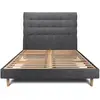 Prestige Literie Lit 160x200cm Avec Tête De Lit Capitonnee Tissu Et Sommier Kit Noir - Hauteur Totale : 29cm