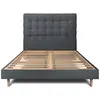 Prestige Literie Lit avec tête de lit capitonnee velours et sommier kit gris anthracite