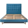 Prestige Literie Lit 160x200cm avec tête de lit capitonnée velours et sommier kit Bleu - Hauteur totale : 29cm