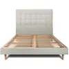 Prestige Literie Lit avec tête de lit capitonnée velours et sommier kit  Taupe 160x200