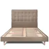 Prestige Literie Lit 140x190cm Avec Tête De Lit Capitonnee Velours Et Sommier Kit Taupe - Hauteur Totale : 29cm