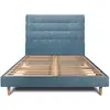 Prestige Literie Lit 180x200cm Avec Tête De Lit Capitonnee Tissu Et Sommier Kit Bleu - Hauteur Totale : 29cm