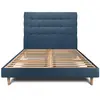 Prestige Literie Lit 140x190cm Avec Tête De Lit Capitonnee Tissu Et Sommier Kit Bleu - Hauteur Totale : 29cm
