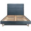 Sommeil de plomb Lit 180x200cm Avec Tête De Lit Lignes Bouclette Et Sommier Kit Bleu - Hauteur Totale : 29cm