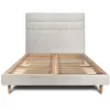 Prestige Literie Lit 180x200cm Avec Tête De Lit Lignes Bouclette Et Sommier Kit Beige - Hauteur Totale : 29cm