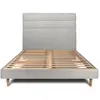 Prestige Literie Lit 200x200cm Avec Tête De Lit Lignes Bouclette Et Sommier Kit Gris - Hauteur Totale : 29cm