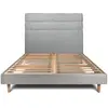 Prestige Literie Lit 140x200cm Avec Tête De Lit Lignes Bouclette Et Sommier Kit Gris - Hauteur Totale : 29cm