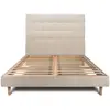 Prestige Literie Lit 200x200cm Avec Tête De Lit Capitonnee Tissu Et Sommier Kit Beige Brun - Hauteur Totale : 29cm