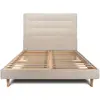 Prestige Literie Lit 140x200cm Avec Tête De Lit Capitonnee Tissu Et Sommier Kit Beige Brun - Hauteur Totale : 29cm