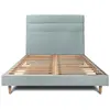 Prestige Literie Lit 200x200cm Avec Tête De Lit Lignes Velours Et Sommier Kit Gris Bleute - Hauteur Totale : 29cm