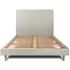 Prestige Literie Lit avec tête de lit tapissier velours et sommier kit  Taupe 140x190