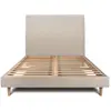Prestige Literie Lit avec tête de lit tapissier tissu et sommier kit  Beige brun 200x20