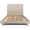 Prestige Literie Lit 160x200cm avec tête de lit tapissier tissu et sommier kit beige brun - Hauteur totale : 29cm