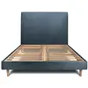 Prestige Literie Lit 160x200cm Avec Tête De Lit Tapissier Bouclette Et Sommier Kit Bleu - Hauteur Totale : 29cm