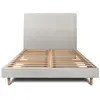 Prestige Literie Lit avec tête de lit tapissier velours et sommier kit  Gris clair 160x