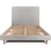 Prestige Literie Lit avec tête de lit tapissier bouclette et sommier kit  Gris 160x200