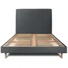 Prestige Literie Lit avec tête de lit tapissier velours et sommier kit  Gris anthracite