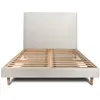 Prestige Literie Lit 140x200cm Avec Tête De Lit Tapissier Bouclette Et Sommier Kit Beige - Hauteur Totale : 29cm