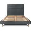 Prestige Literie Lit 140x190cm Avec Tête De Lit Lignes Velours Et Sommier Kit Gris Anthracite - Hauteur Totale : 29cm