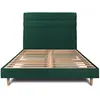 Prestige Literie Lit 140x190cm Avec Tête De Lit Lignes Velours Et Sommier Kit Vert - Hauteur Totale : 29cm