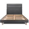 Sommeil de plomb Lit 140x190cm avec tête de lit lignes tissu et sommier kit Noir - Hauteur totale : 29cm