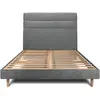 Prestige Literie Lit 140x200cm Avec Tête De Lit Lignes Tissu Et Sommier Kit Gris Anthracite - Hauteur Totale : 29cm