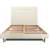 Prestige Literie Lit 200x200cm avec tête de lit lignes tissu et sommier kit Beige clair - Hauteur totale : 29cm