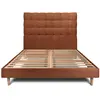 Prestige Literie Lit 180x200cm Avec Tête De Lit Capitonnee Bouclette Et Sommier Kit Terracotta - Hauteur Totale : 29cm