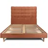 Prestige Literie Lit 140x200cm Avec Tête De Lit Capitonnee Bouclette Et Sommier Kit Terracotta - Hauteur Totale : 29cm