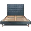 Prestige Literie Lit 160x200cm avec tête de lit capitonnée bouclette et sommier kit Bleu - Bois massif - Style Scandinave Moderne