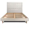 Prestige Literie Lit 160x200cm Avec Tête De Lit Capitonnee Bouclette Et Sommier Kit Beige - Hauteur Totale : 29cm